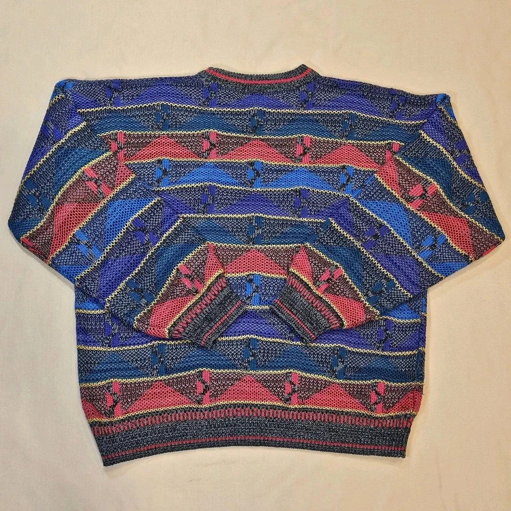City Streets‎ 90s Multi-Color Knit Acrylic Sweater Size L Vintage